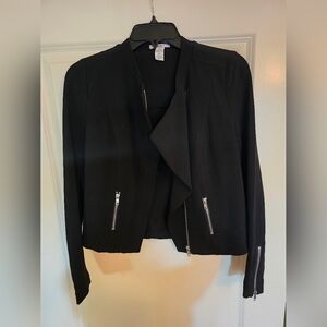 Bar III Black Blazer with Modern Zipper Accents